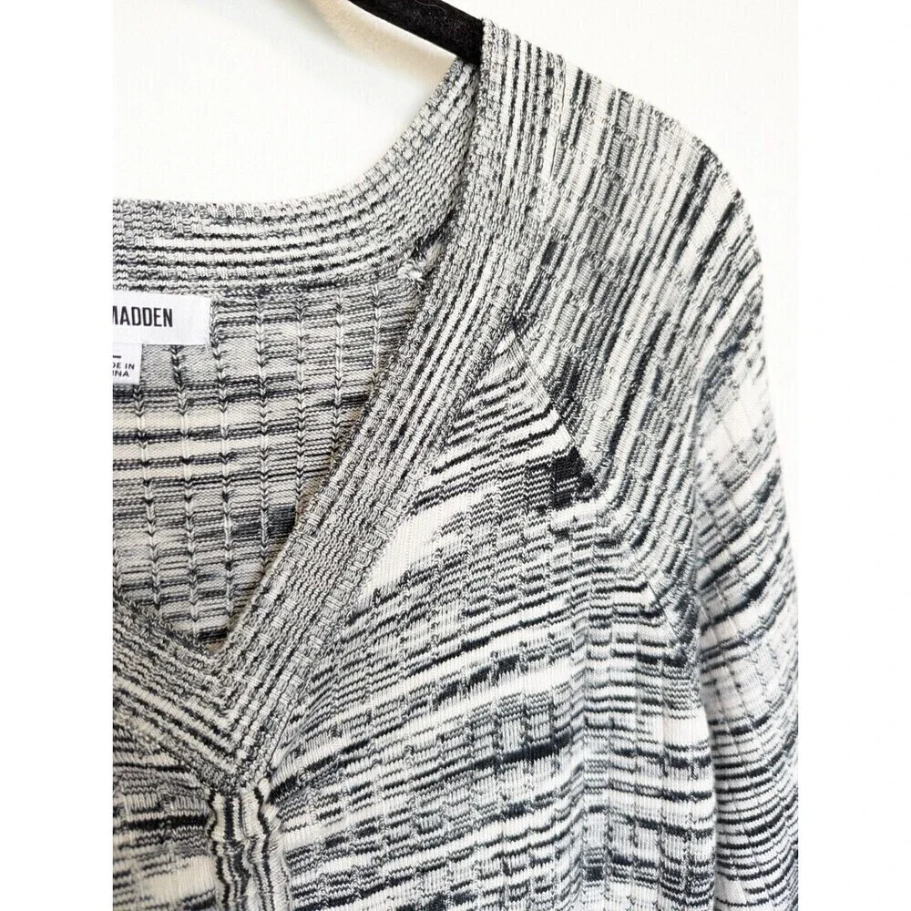 STEVE‎ MADDEN Sophie Dress Womens Size L Black Long Sleeve Bodycon Ruched Casual